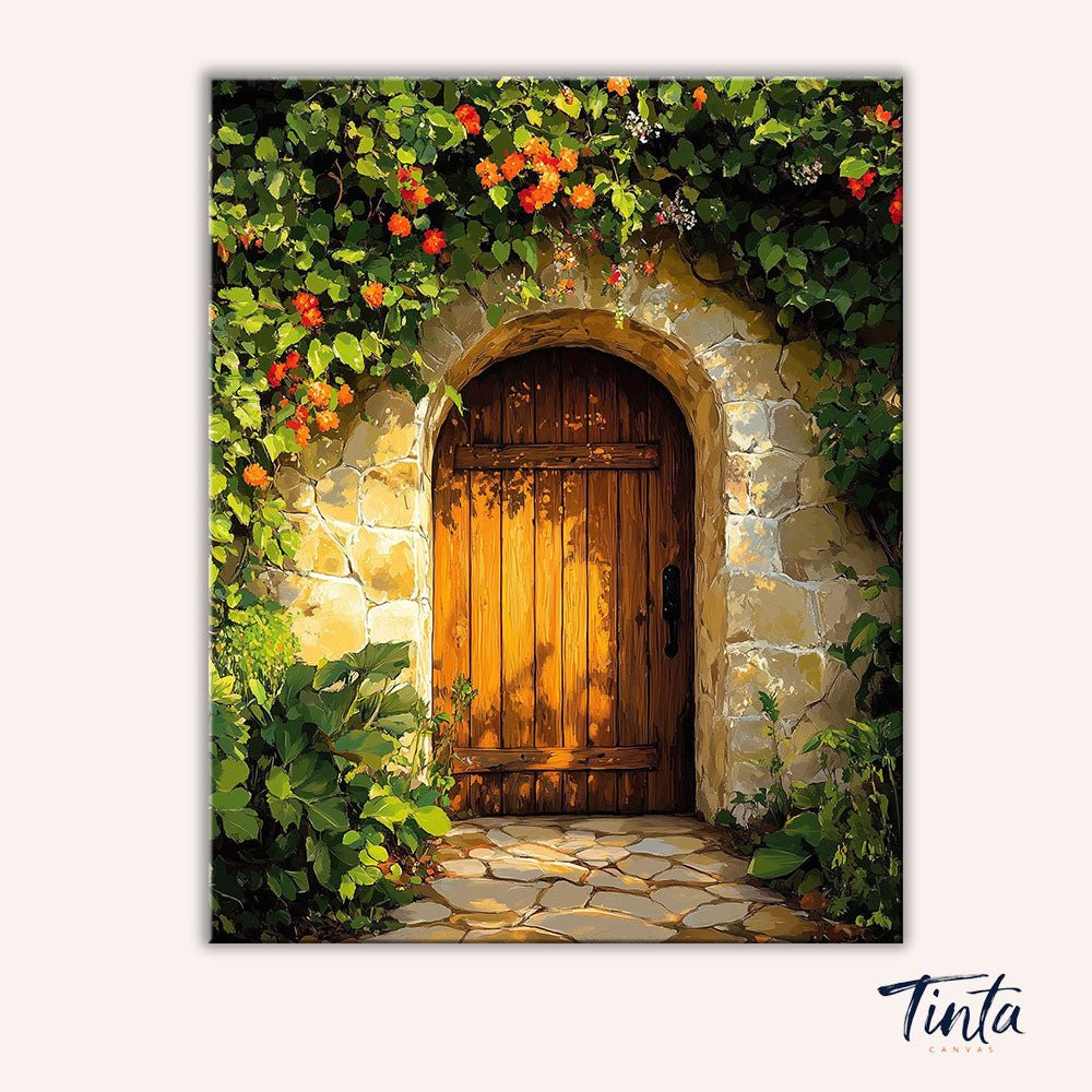 Sunset Garden Gate paint by numbers kit