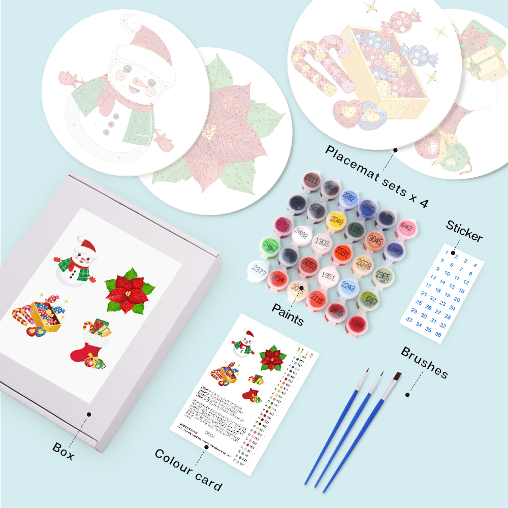 Festive Keepsakes (4 Pieces) paint by numbers kit