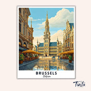Brussels - Travel Poster paint by numbers kit