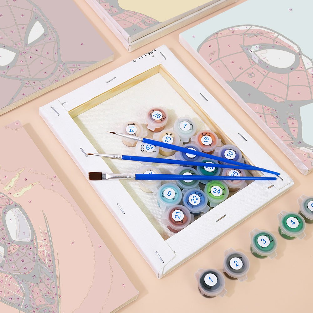 Spider Hero Minis - Mini Paint by Numbers Kit (6 Pieces) paint by numbers kit