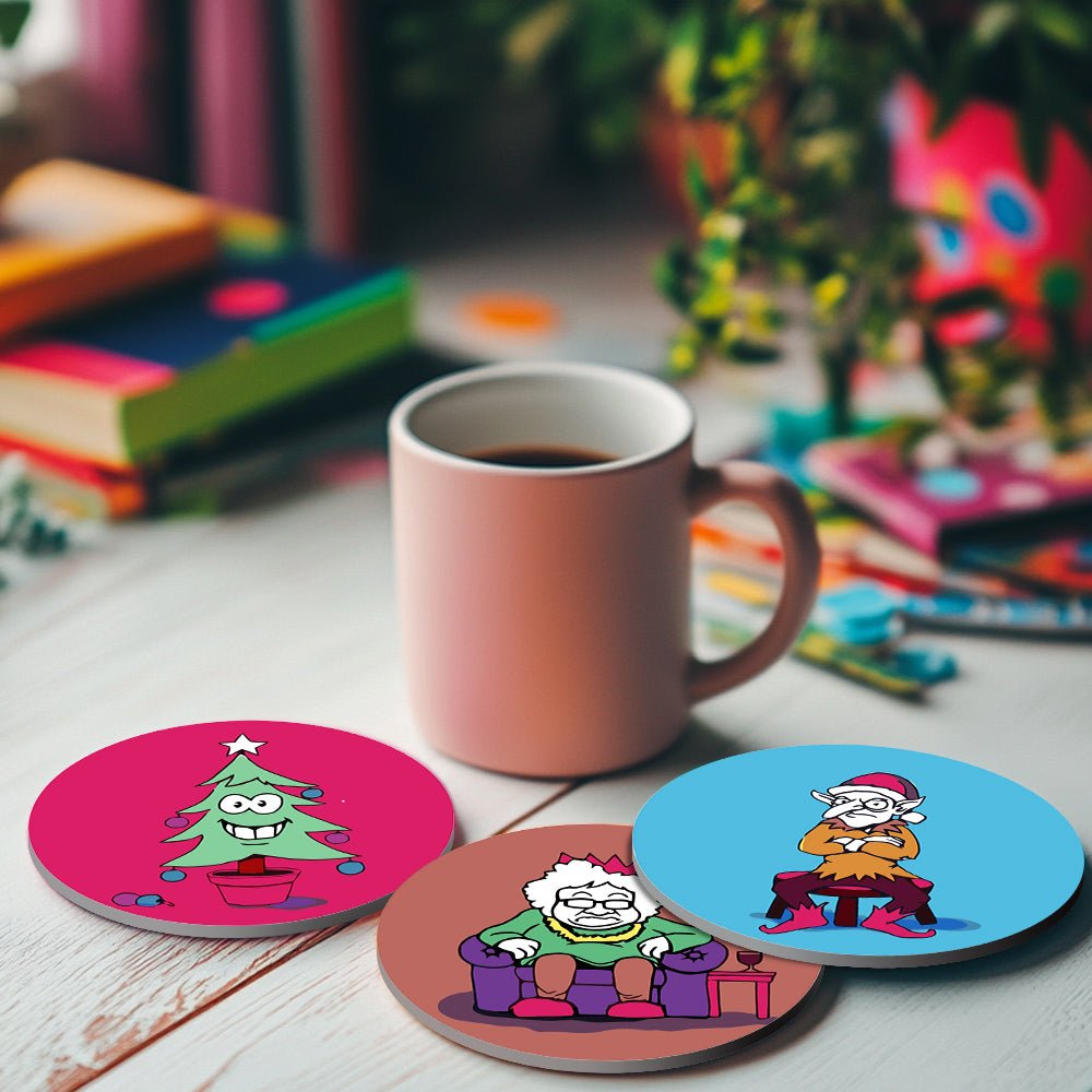 Whimsical Holiday Characters - Coasters Paint by Numbers Kit (4 Pieces) paint by numbers kit