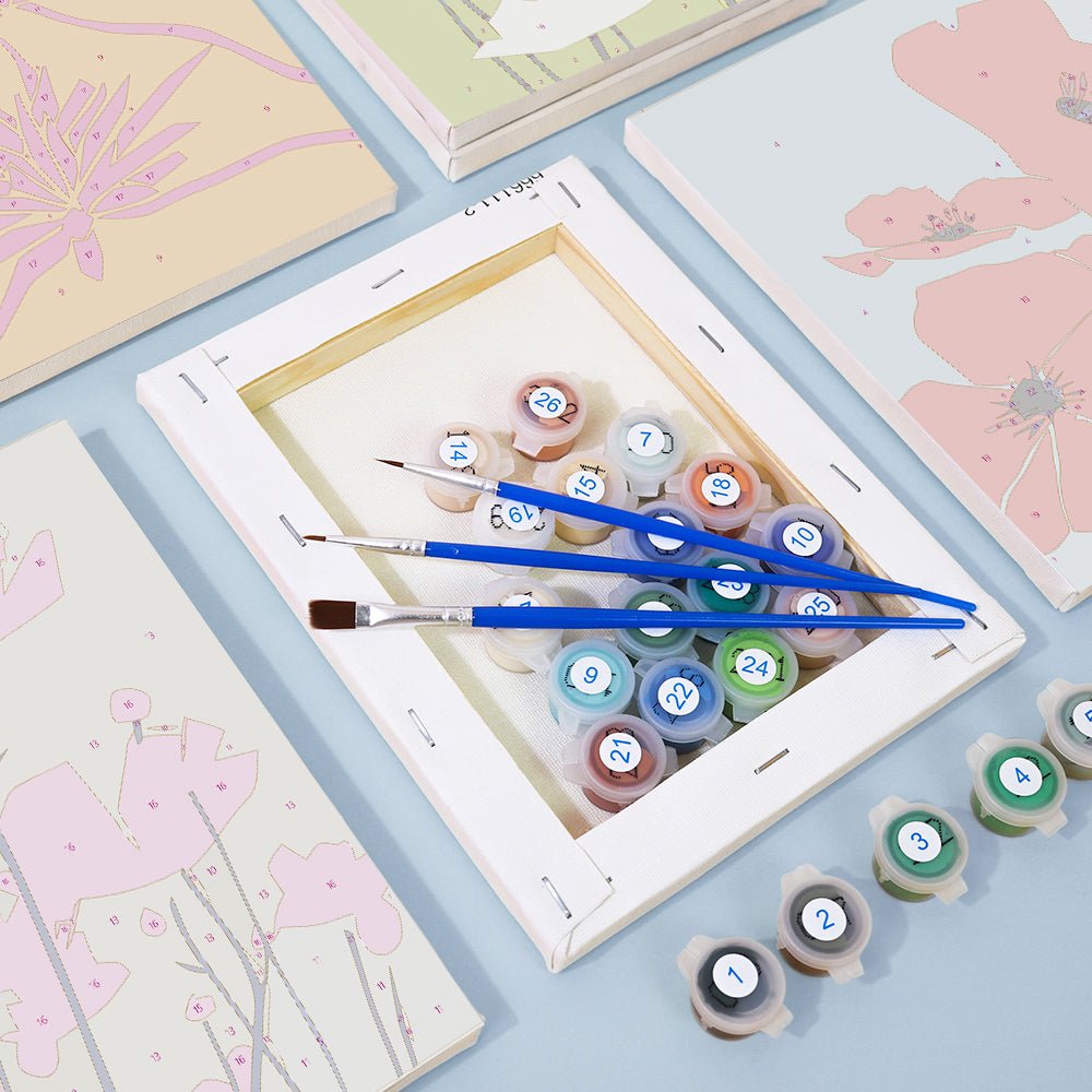 Modern Floral Harmony - Mini Paint by Numbers Kit (6 Pieces) paint by numbers kit