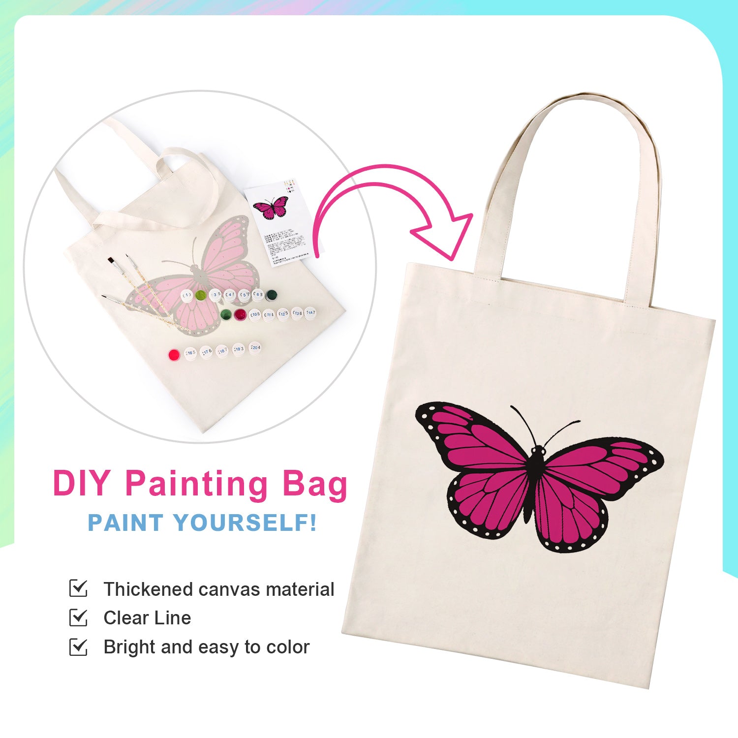 Blush Butterfly Carry Bag paint by numbers kit