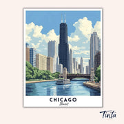Chicago - Travel Poster paint by numbers kit