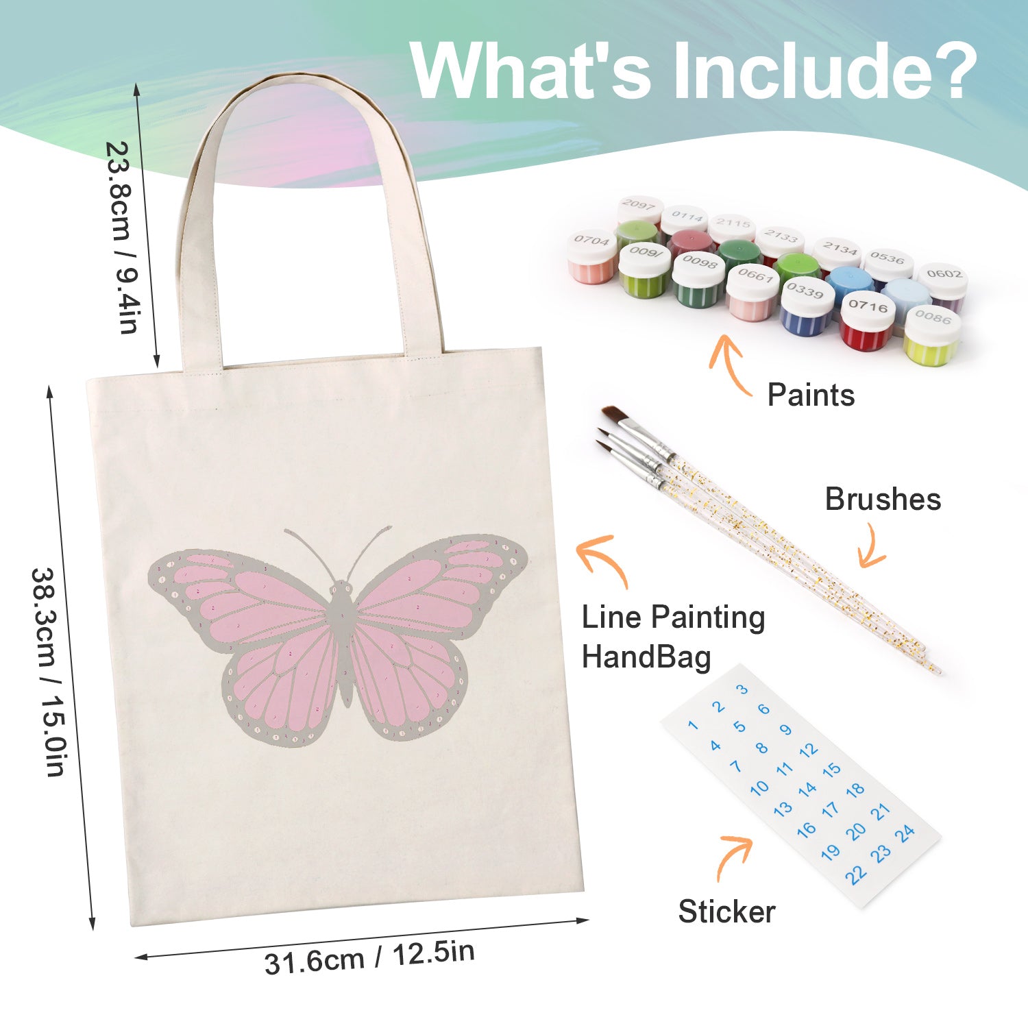 Blush Butterfly Carry Bag paint by numbers kit