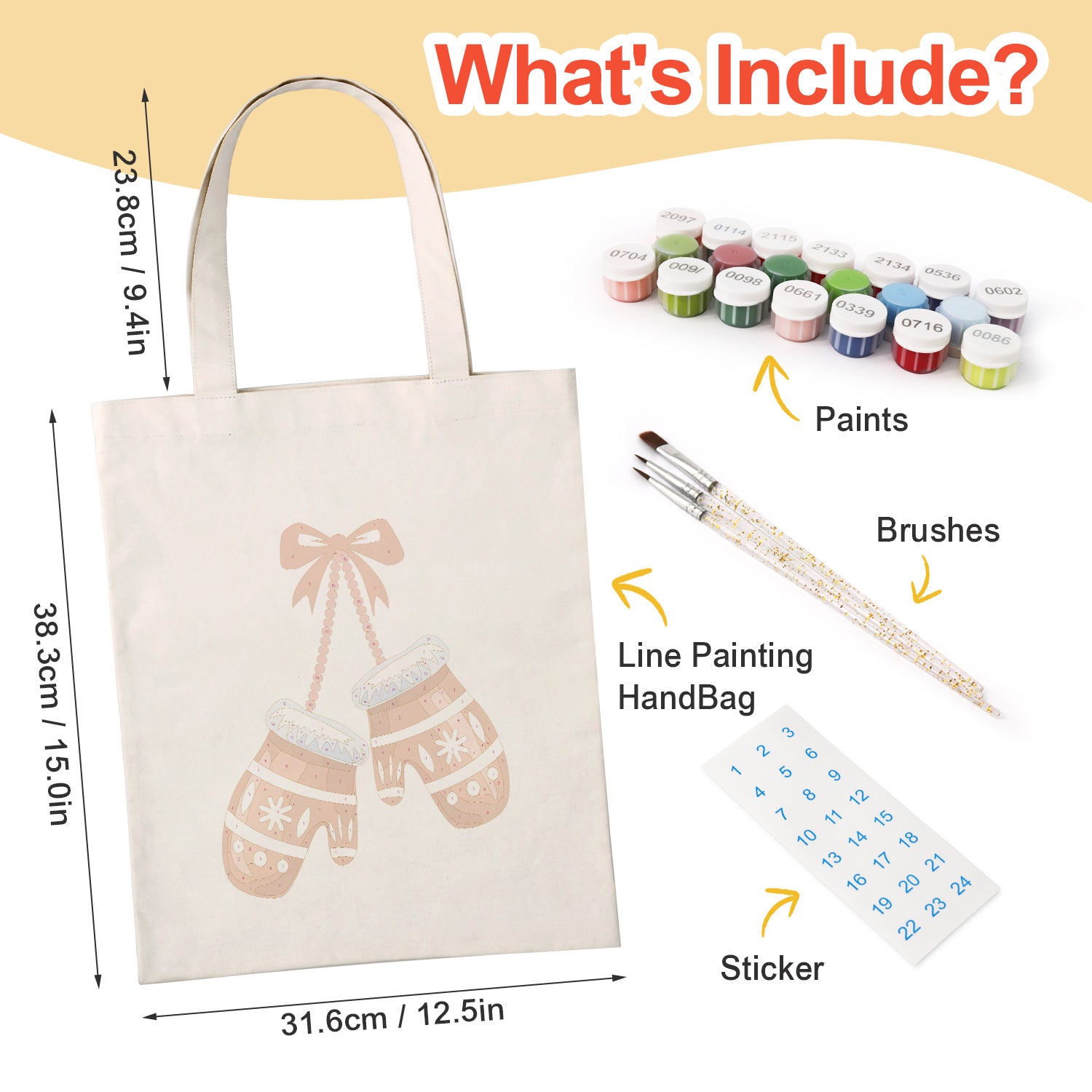 Festive Mittens Carry Bag paint by numbers kit