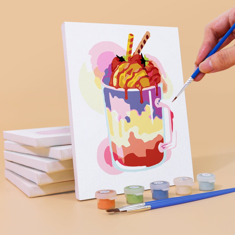 Sweet Sundae Sips - Mini Paint by Numbers Kit (6 Pieces) paint by numbers kit