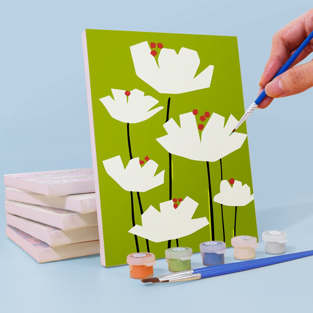 Modern Floral Harmony - Mini Paint by Numbers Kit (6 Pieces) paint by numbers kit