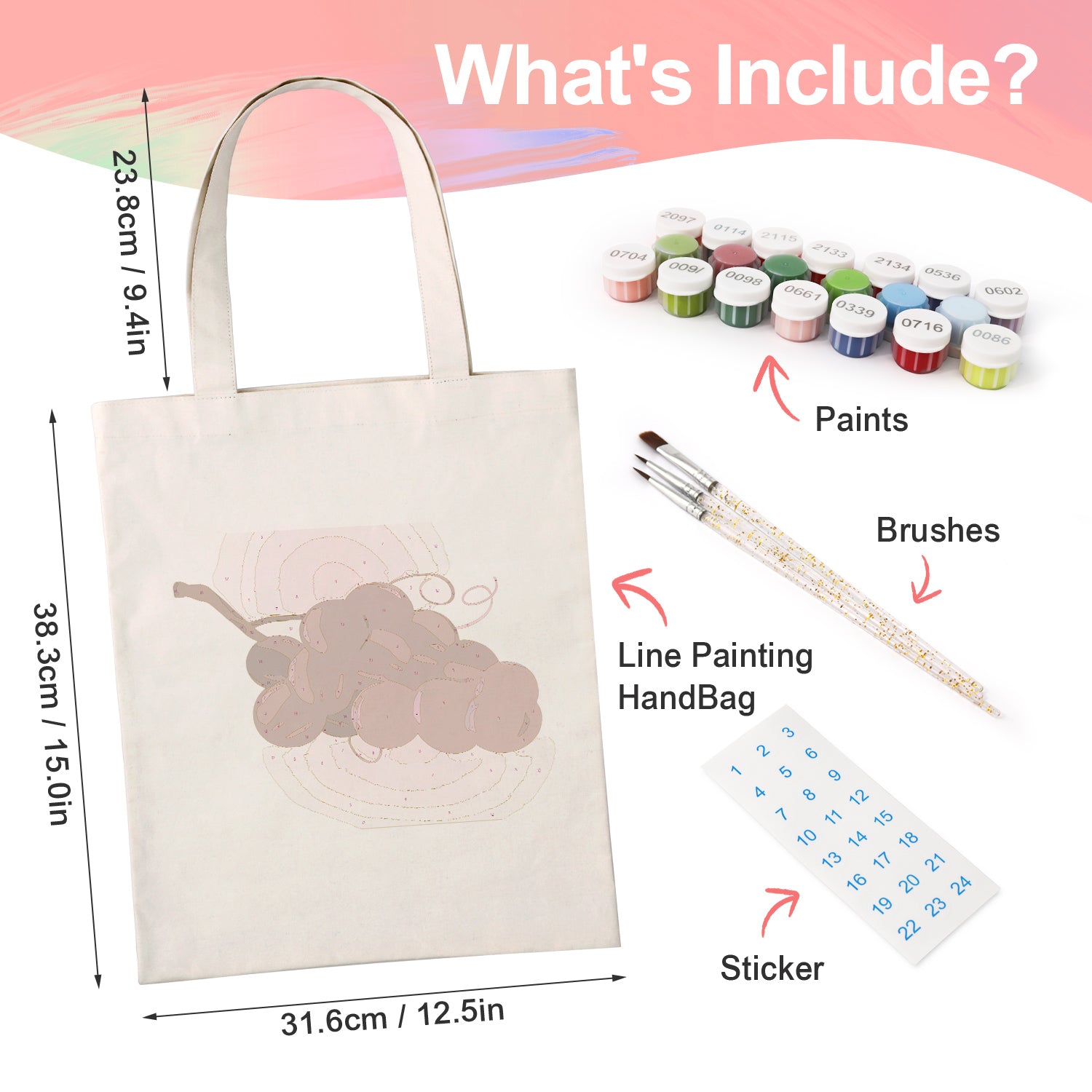 Velvet Grapes Carry Bag paint by numbers kit