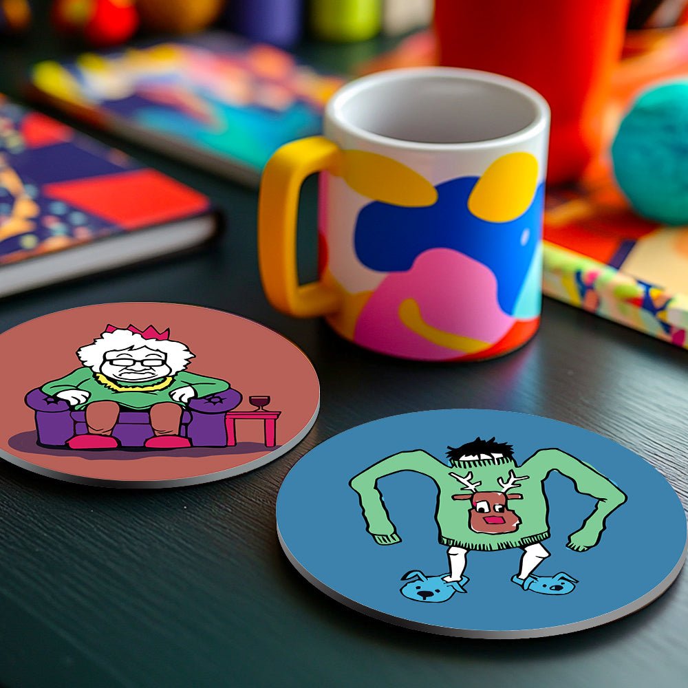 Whimsical Holiday Characters - Coasters Paint by Numbers Kit (4 Pieces) paint by numbers kit
