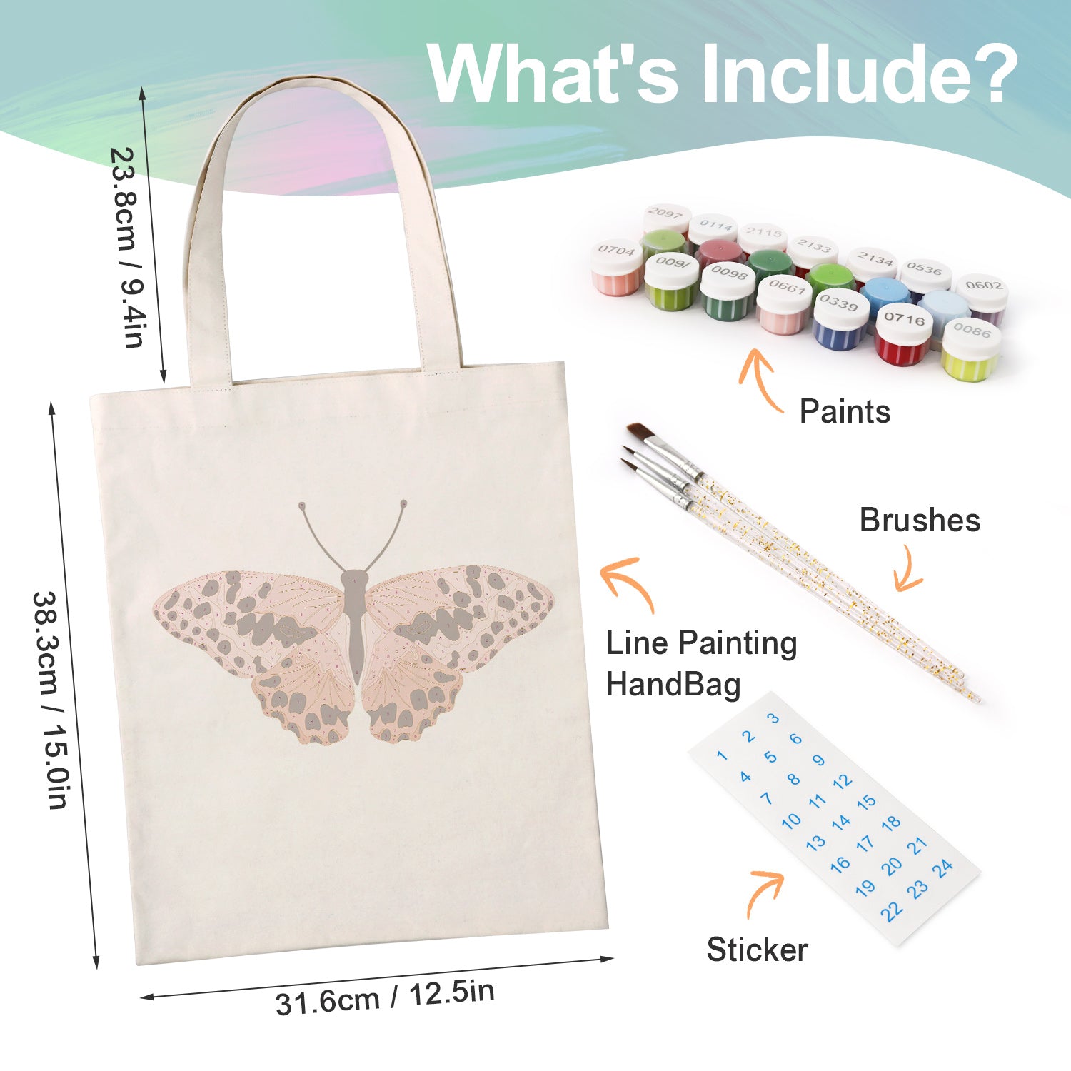 Coral Butterfly Carry Bag paint by numbers kit