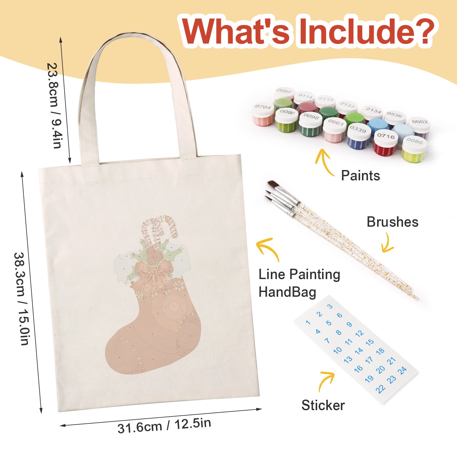 Festive Stocking Carry Bag paint by numbers kit
