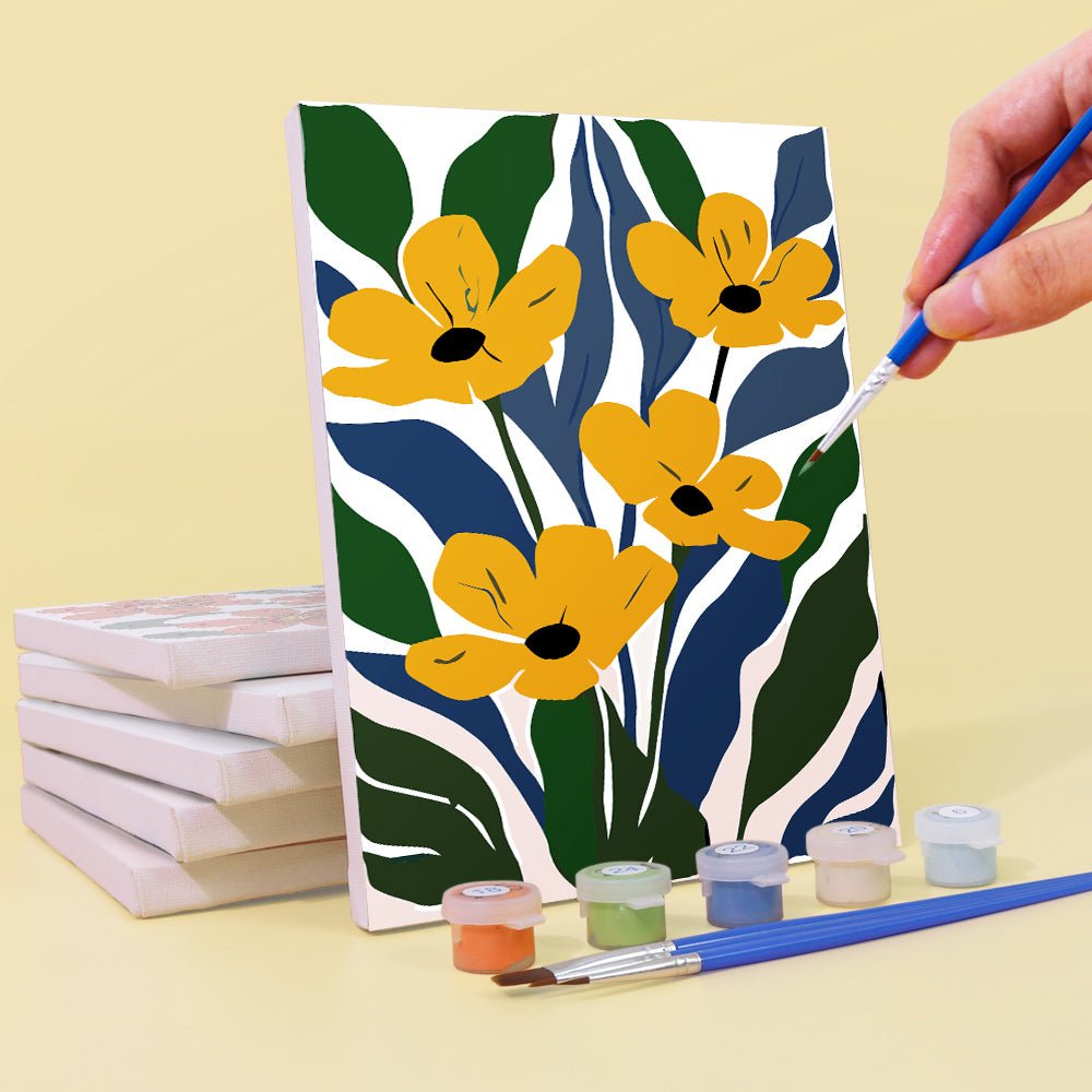 Golden Garden Reverie - Mini Paint by Numbers Kit (6 Piece paint by numbers kit