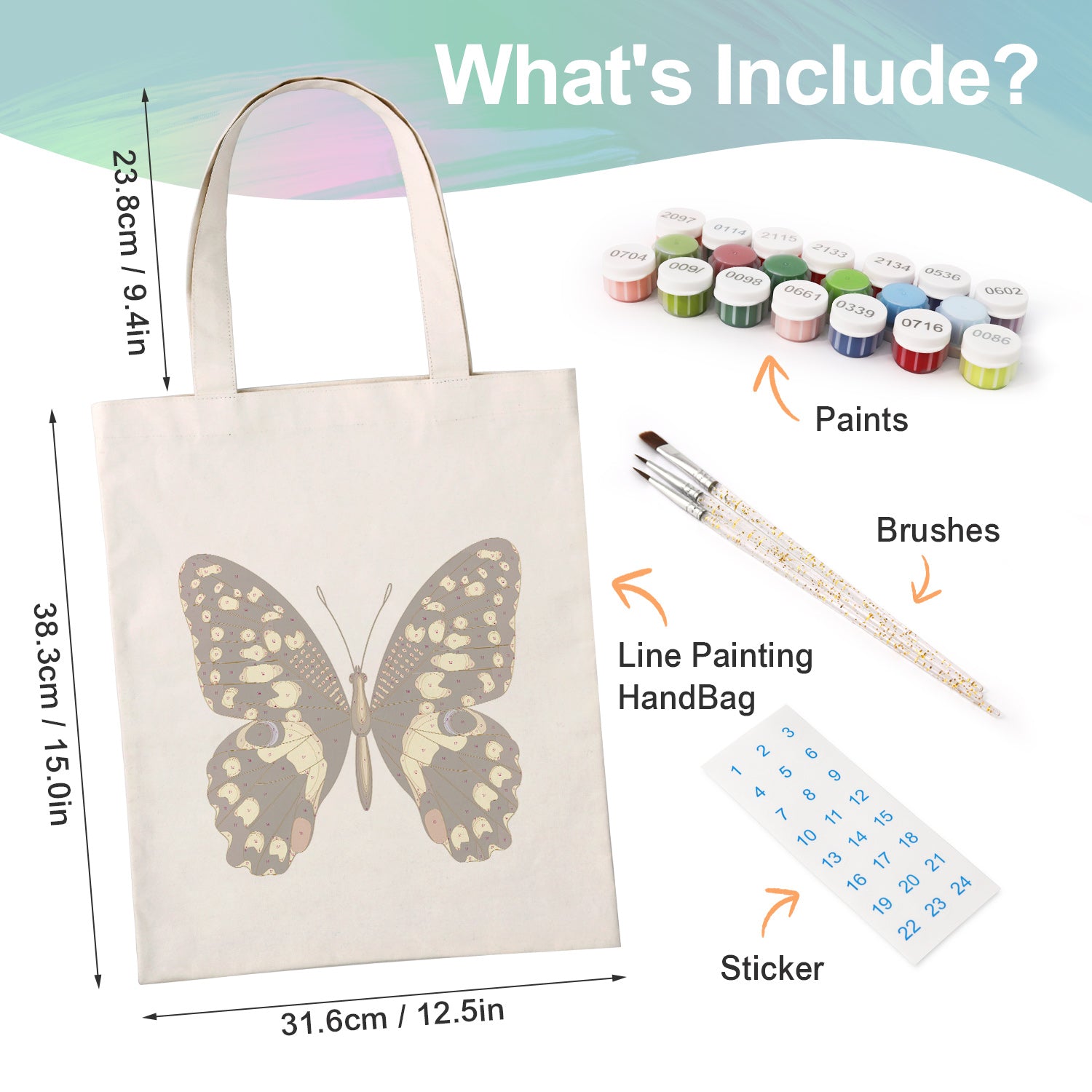 Midnight Butterfly Carry Bag paint by numbers kit