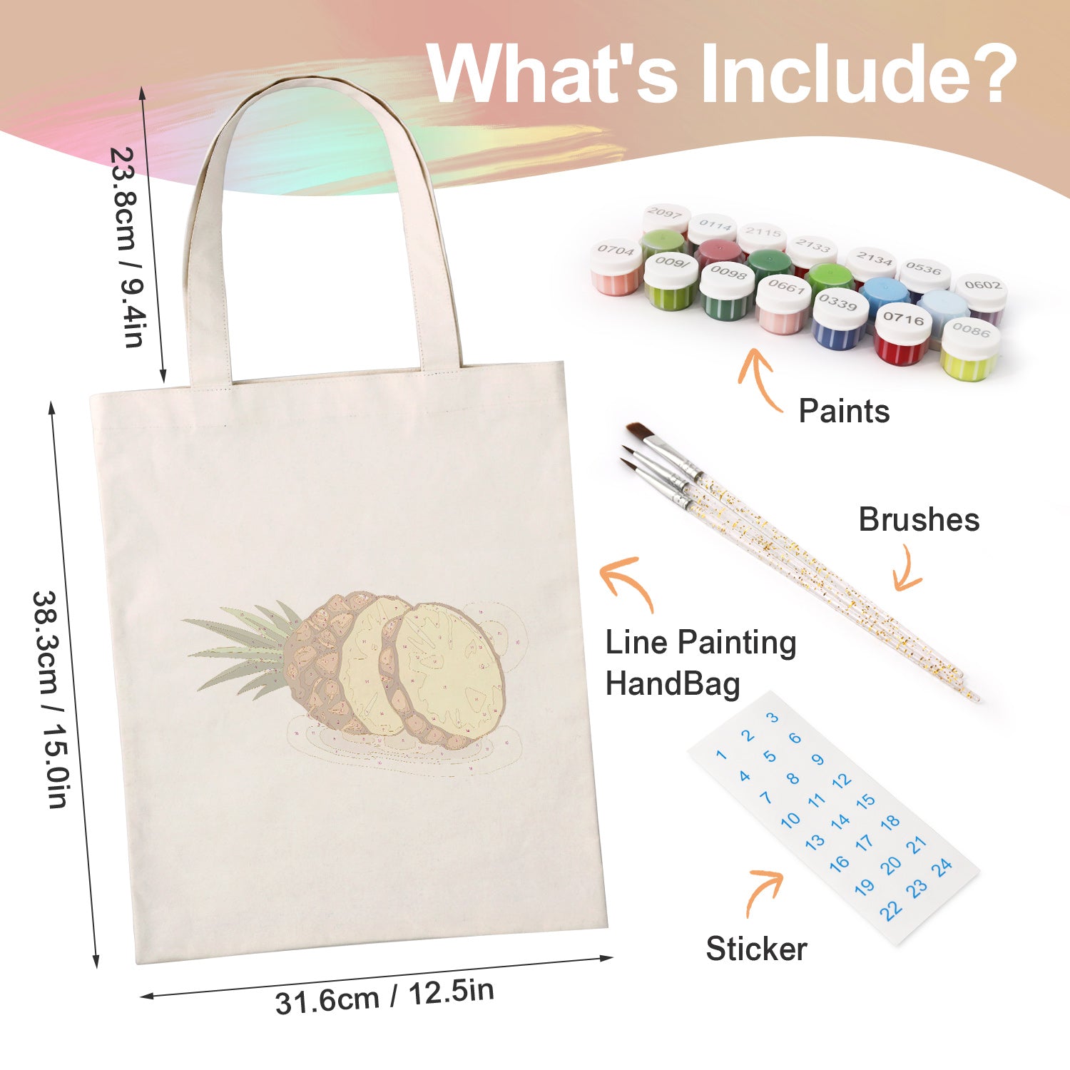Tropical Pineapple Carry Bag paint by numbers kit