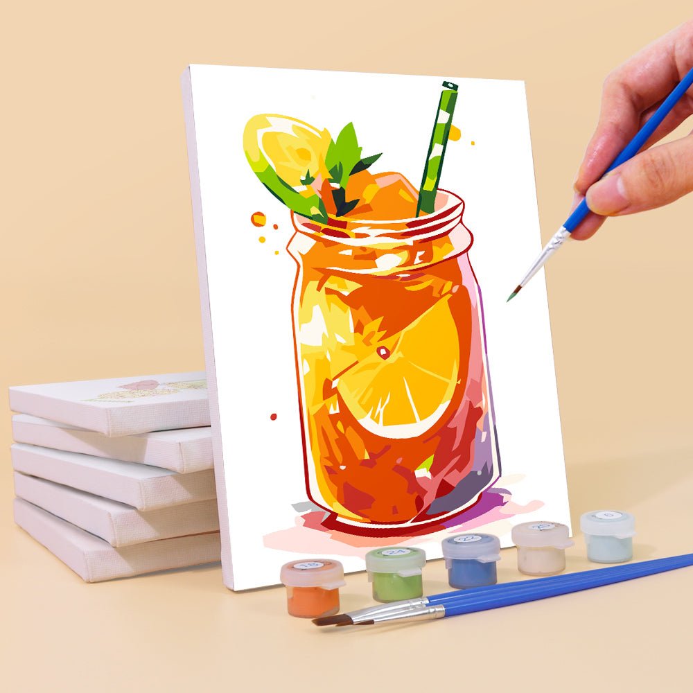 Citrus Mason Drinks - Mini Paint by Numbers Kit (6 Pieces) paint by numbers kit