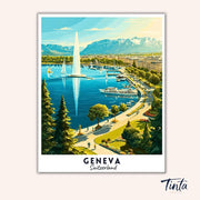 Geneva - Travel Poster paint by numbers kit