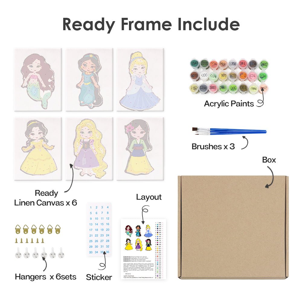 Little Princess Dreams - Mini Paint by Numbers Kit (6 Pieces) paint by numbers kit