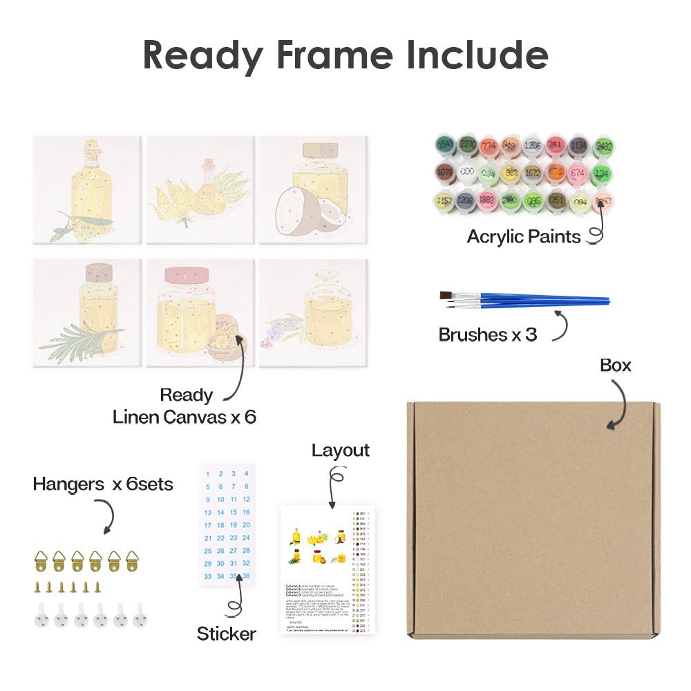 Golden Glow Essentials - Mini Paint by Numbers Kit (6 Pieces) paint by numbers kit