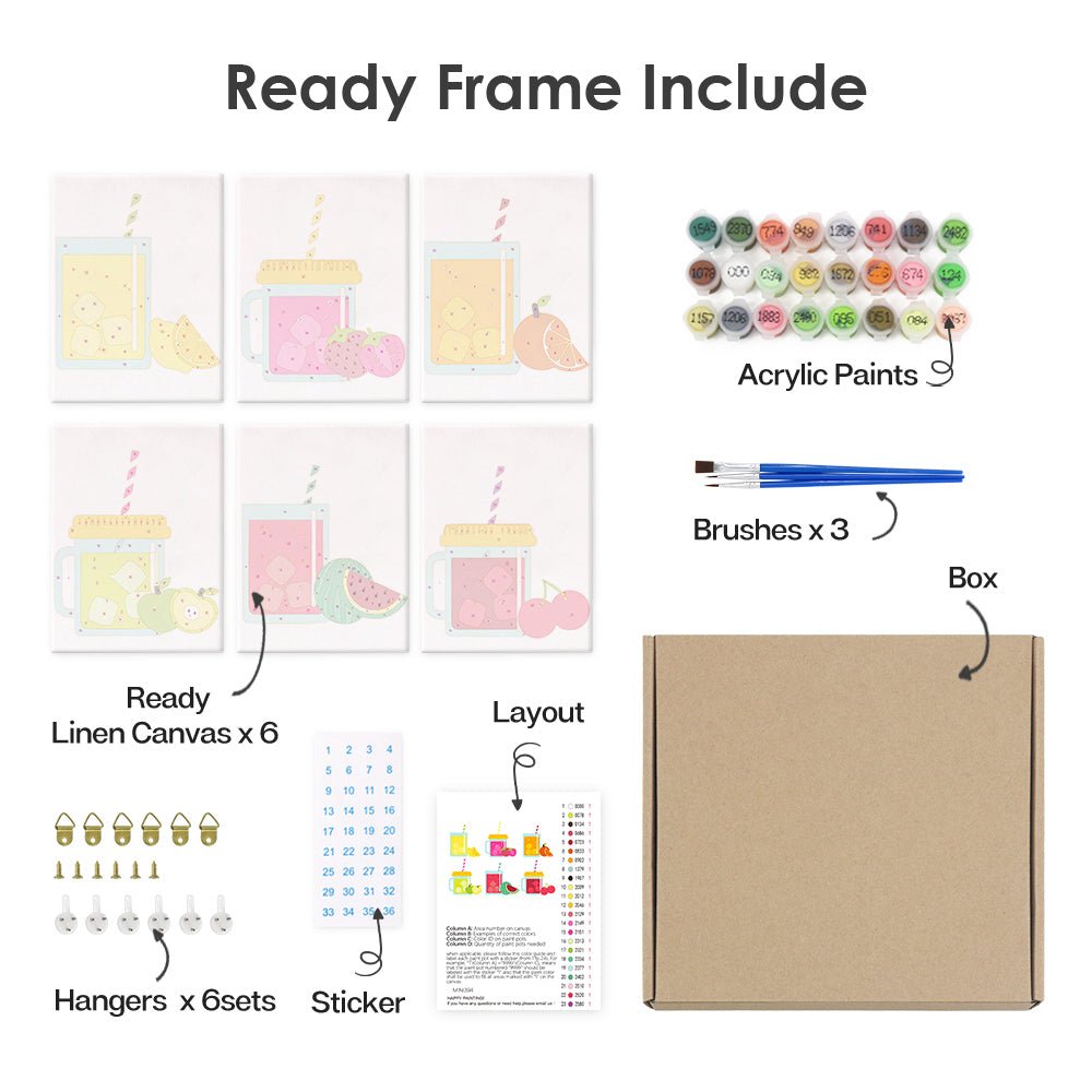 Sunny Sip Collection - Mini Paint by Numbers Kit (6 Pieces) paint by numbers kit