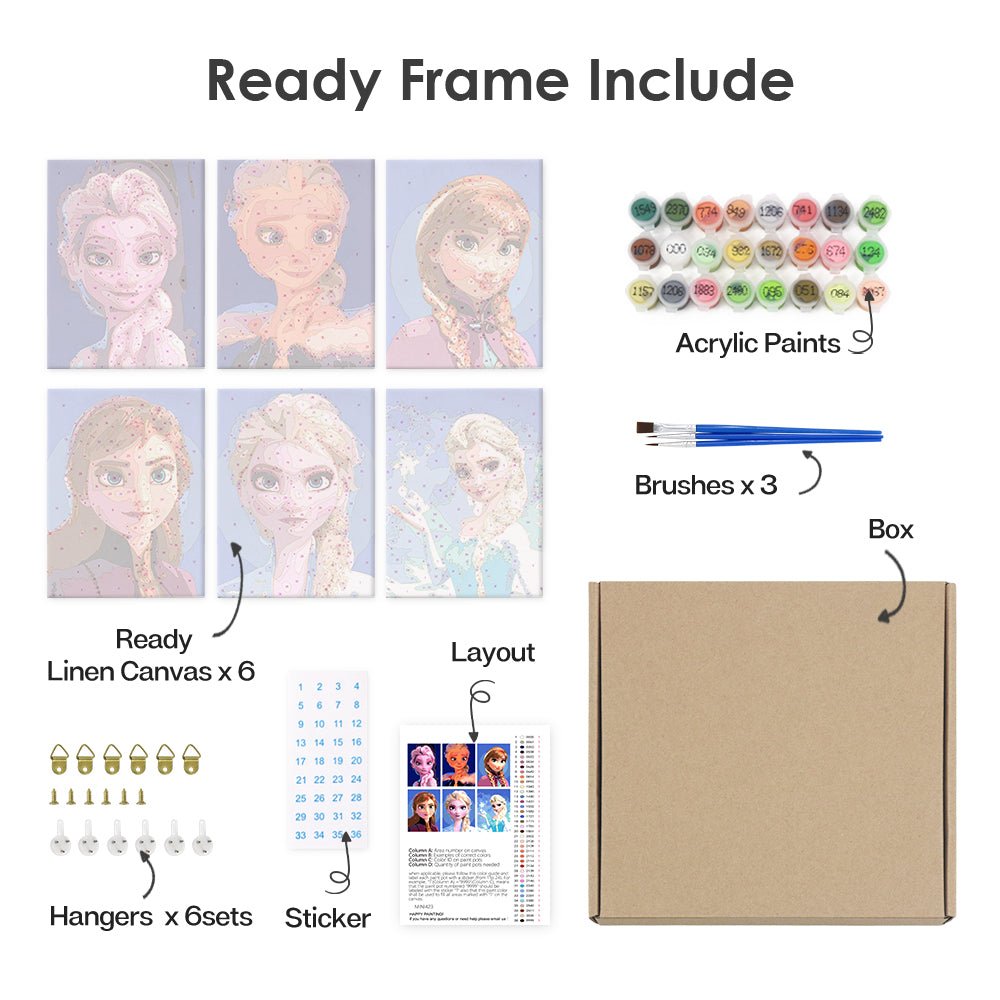 Icy Princess Dreams Mini Paint by Numbers Kit (6 Pieces) paint by numbers kit