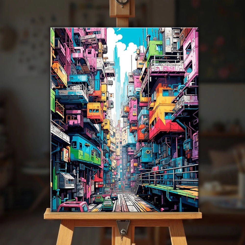 Ciudad apilada de neón