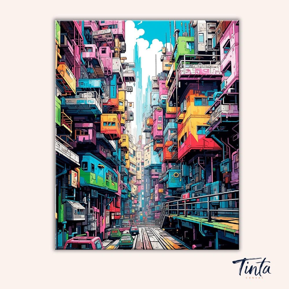 Ciudad apilada de neón