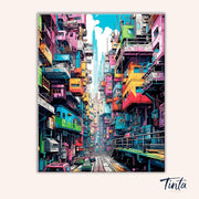 Neon Stacked City paint by numbers kit