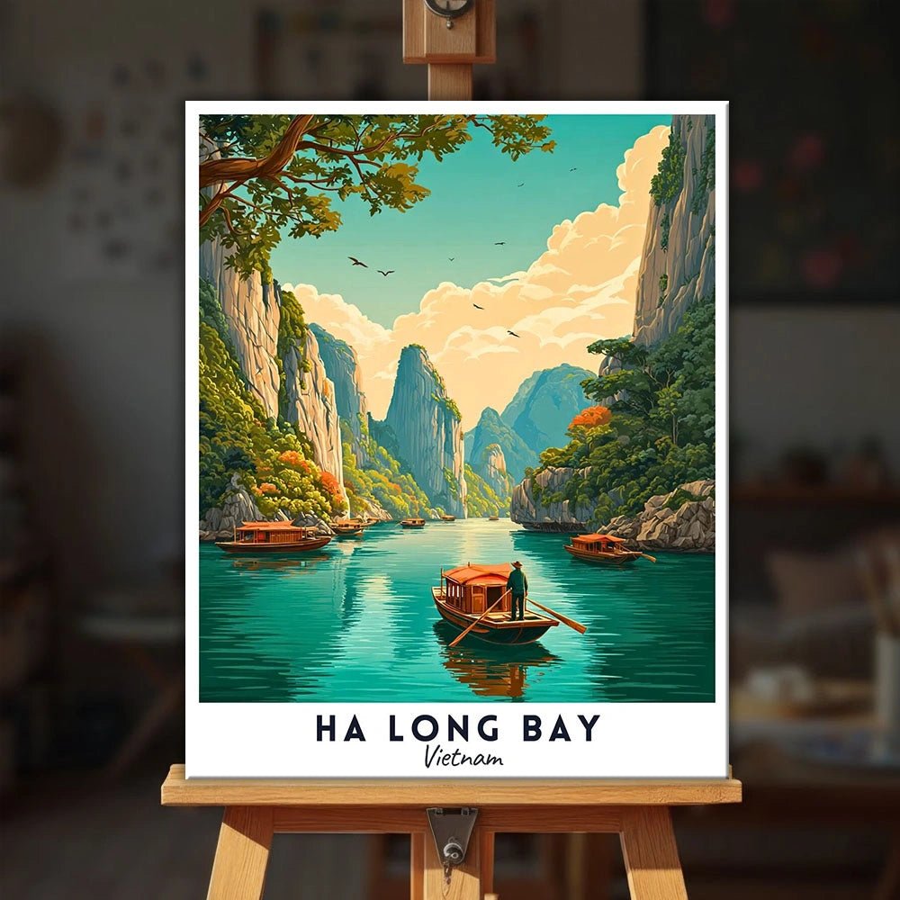 Póster de viaje de la bahía de Ha Long