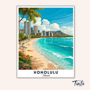 Honolulu - Travel Poster paint by numbers kit