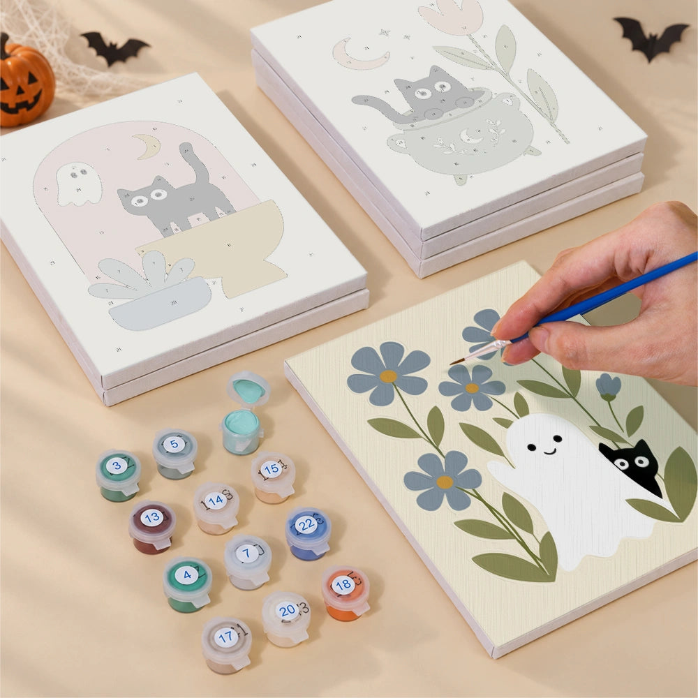 Pastel Spooky Cats - Mini Paint by Numbers (6 Pieces)