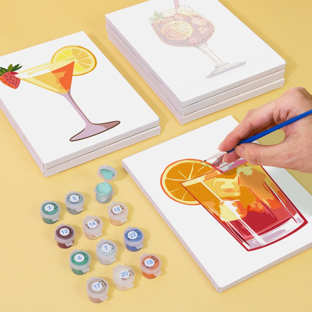 Sunlit Sips - Mini Paint by Numbers Kit (6 Pieces) paint by numbers kit