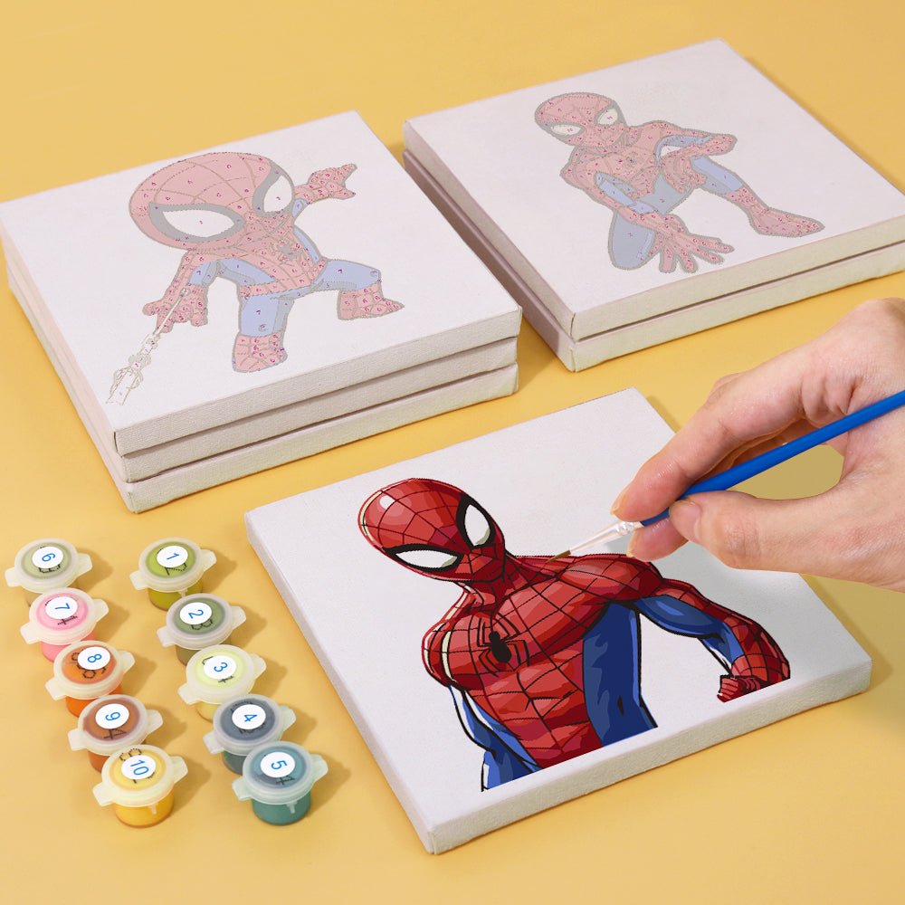 Web Hero Minis - Mini Paint by Numbers Kit (6 Pieces) paint by numbers kit