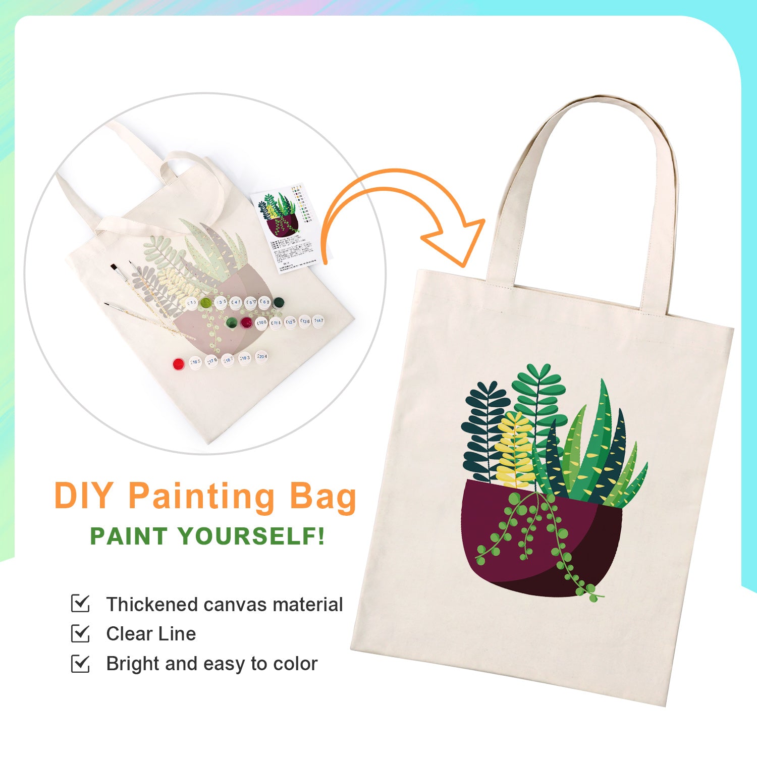 Urban Plant Carry Bag paint by numbers kit