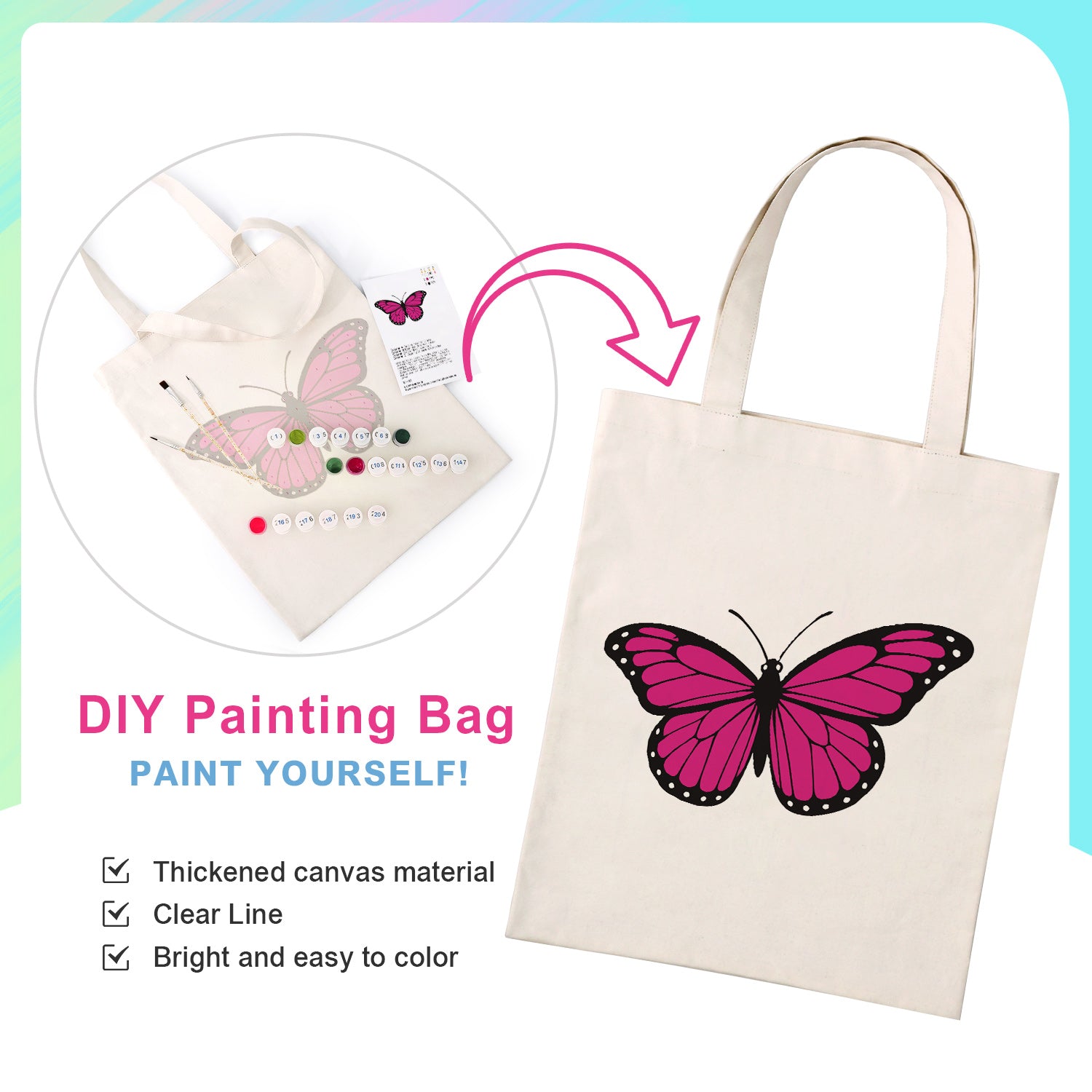 Blush Butterfly Carry Bag paint by numbers kit