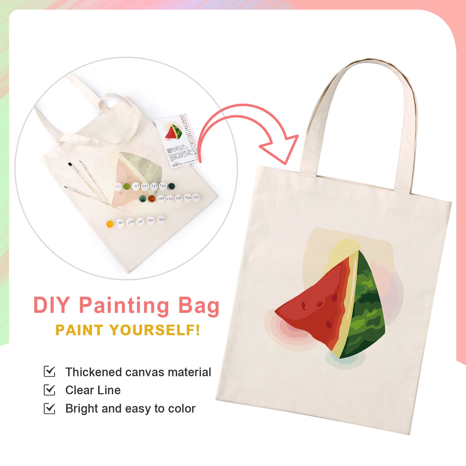 Juicy Watermelon Carry Bag paint by numbers kit