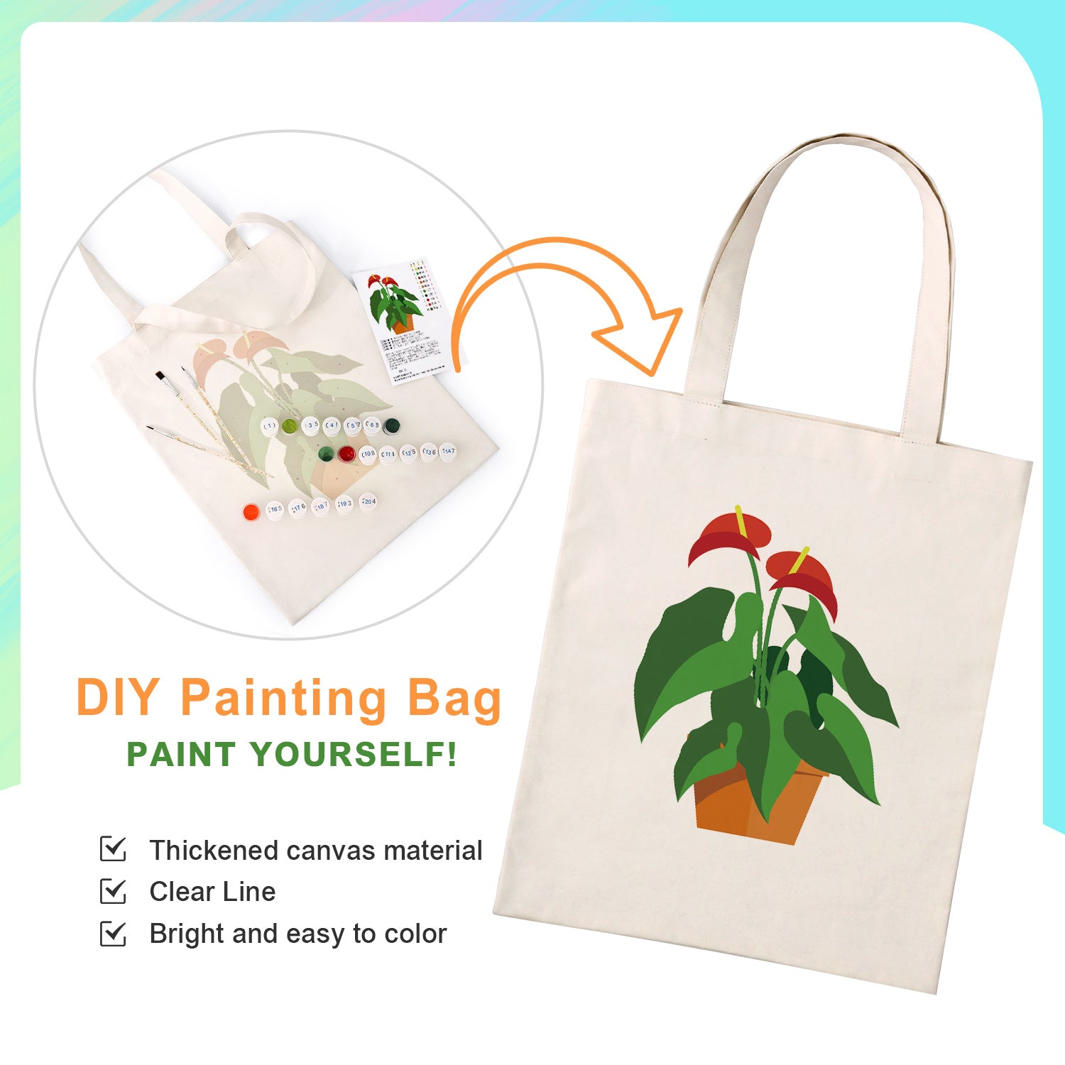 Anthurium Plant Carry Bag paint by numbers kit