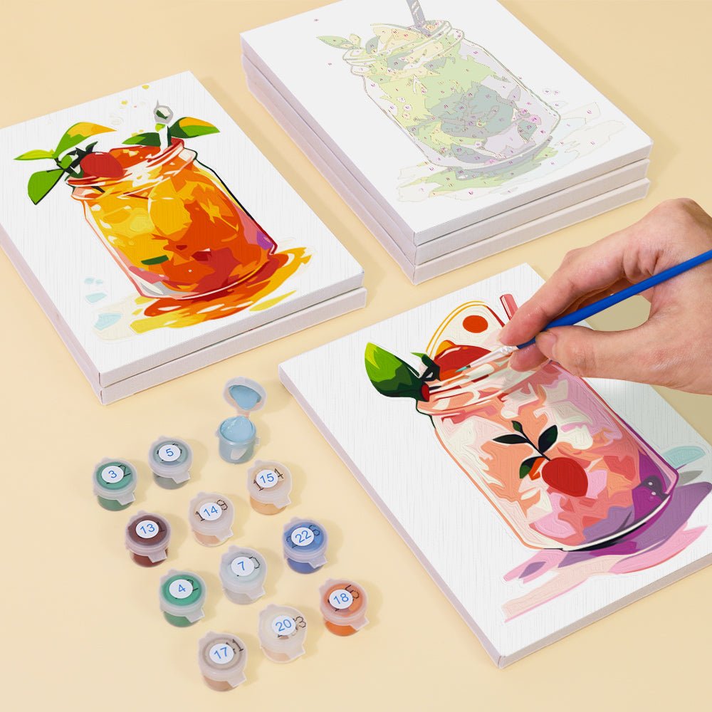 Citrus Mason Drinks - Mini Paint by Numbers Kit (6 Pieces) paint by numbers kit