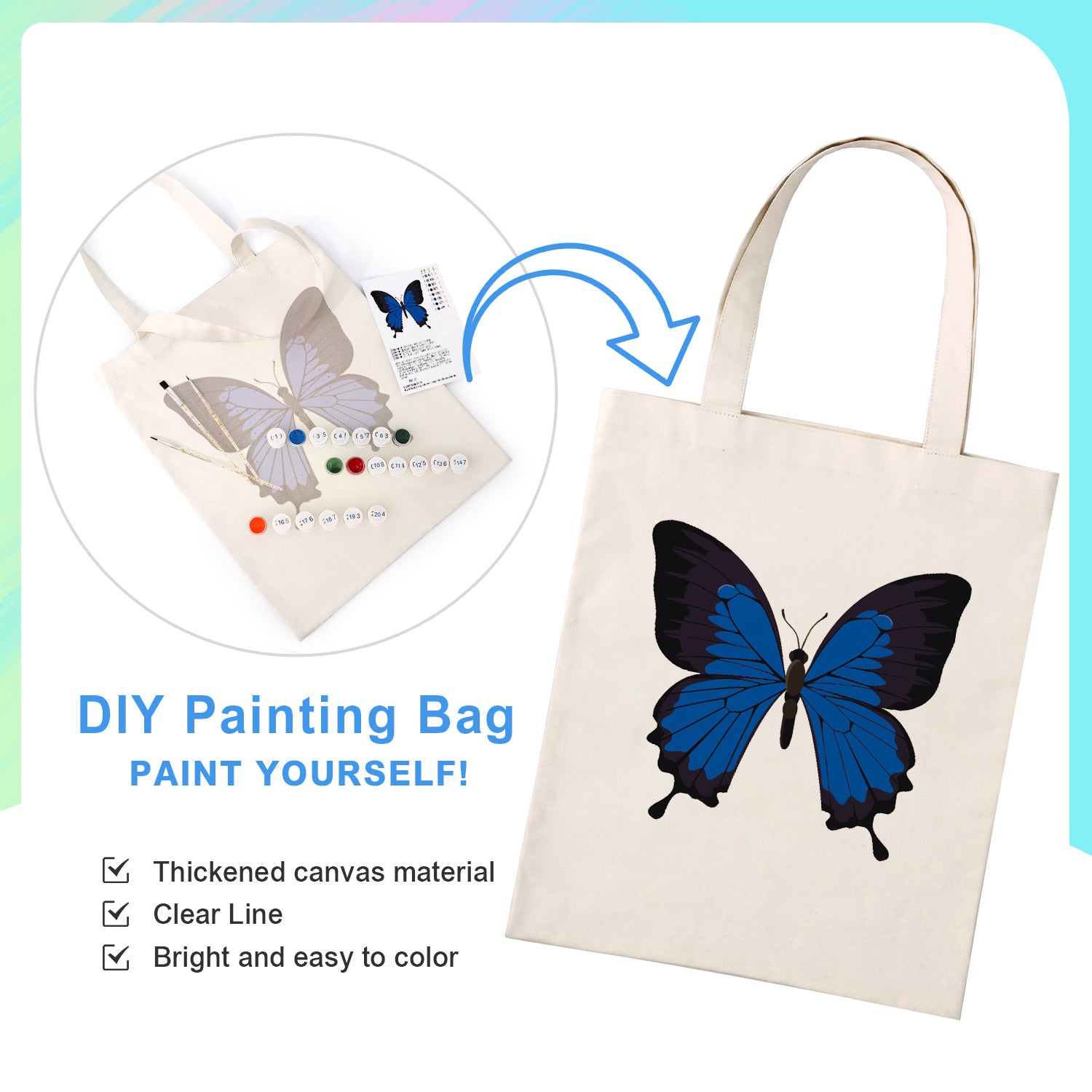 Sapphire Butterfly Carry Bag paint by numbers kit