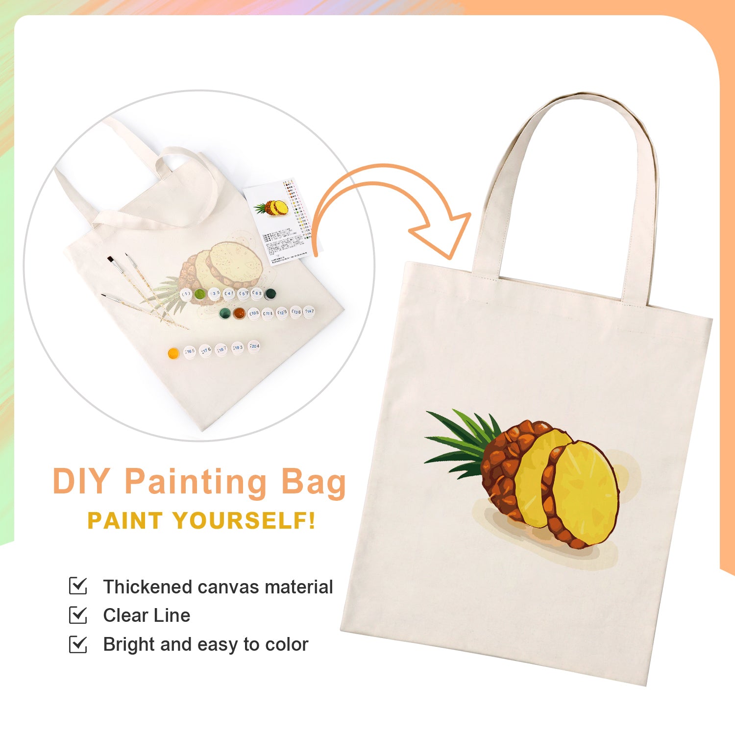Tropical Pineapple Carry Bag paint by numbers kit