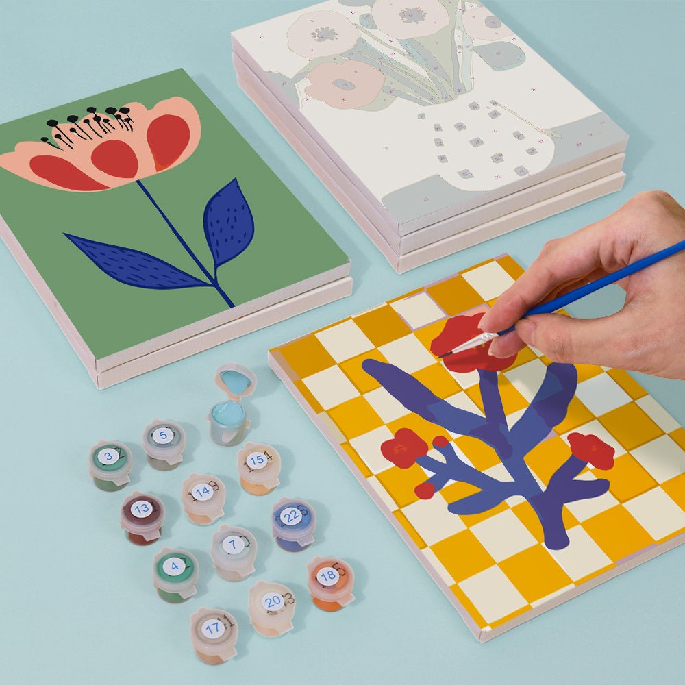 Modern Bloom Gallery - Mini Paint by Numbers Kit (6 Pieces) paint by numbers kit