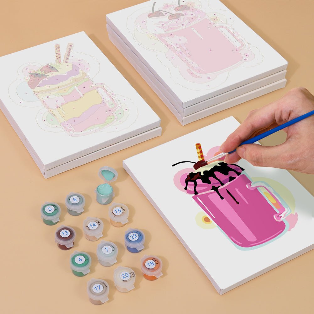 Sweet Sundae Sips - Mini Paint by Numbers Kit (6 Pieces) paint by numbers kit