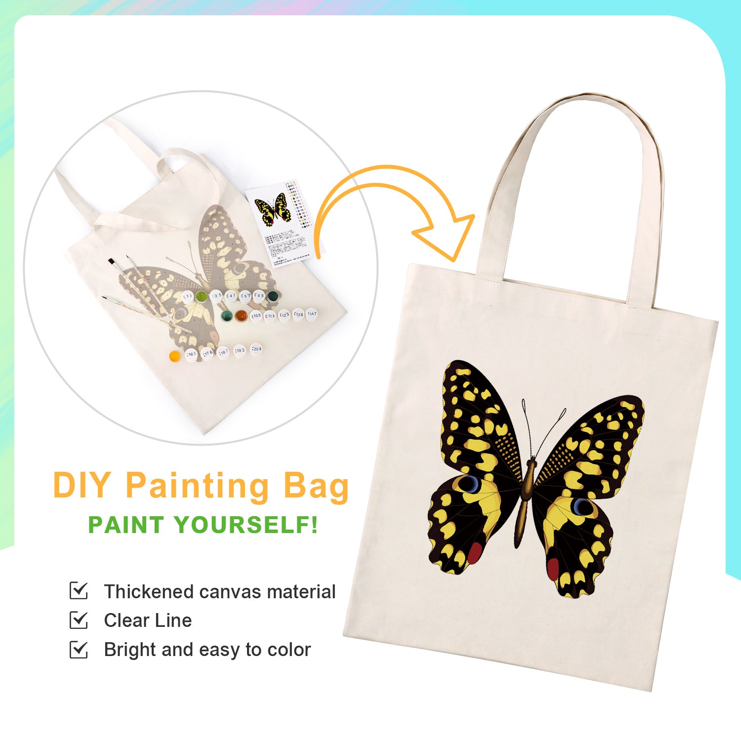 Midnight Butterfly Carry Bag paint by numbers kit