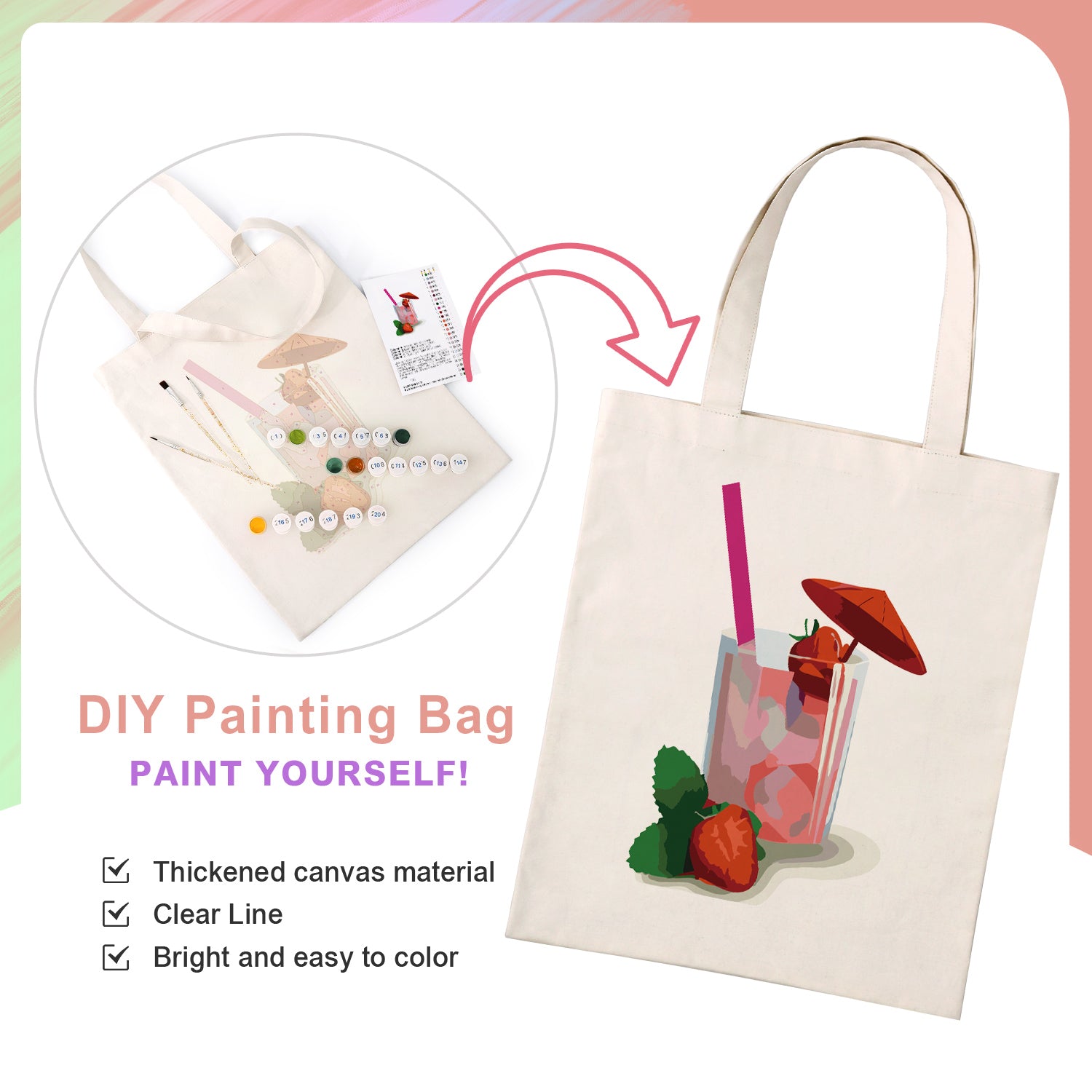 Strawberry Bliss Carry Bag paint by numbers kit