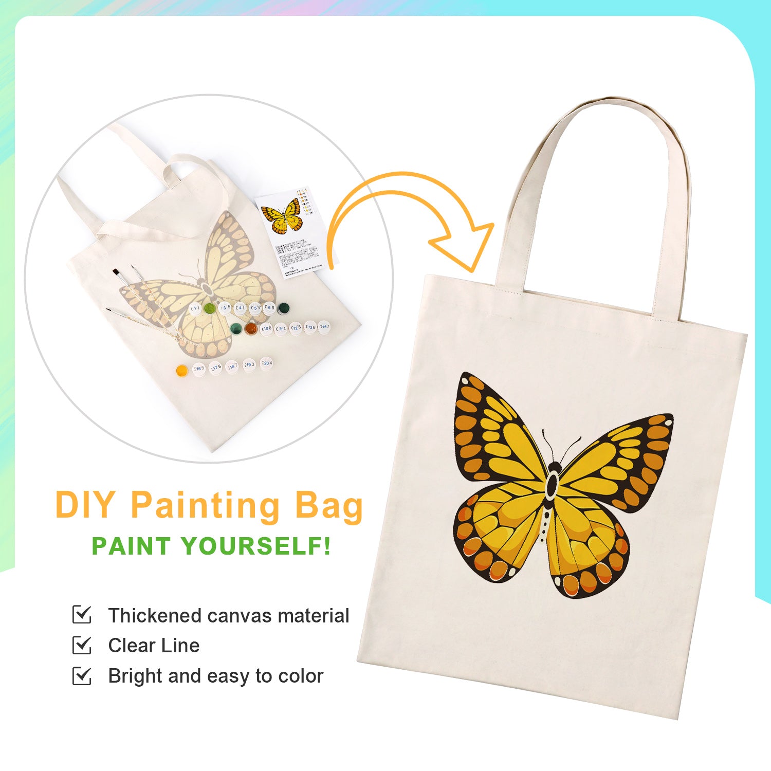 Monarch Butterfly Carry Bag paint by numbers kit