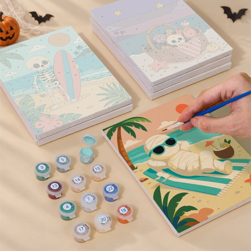 Halloween Beach Escape - Mini Paint by Numbers (6 Pieces)