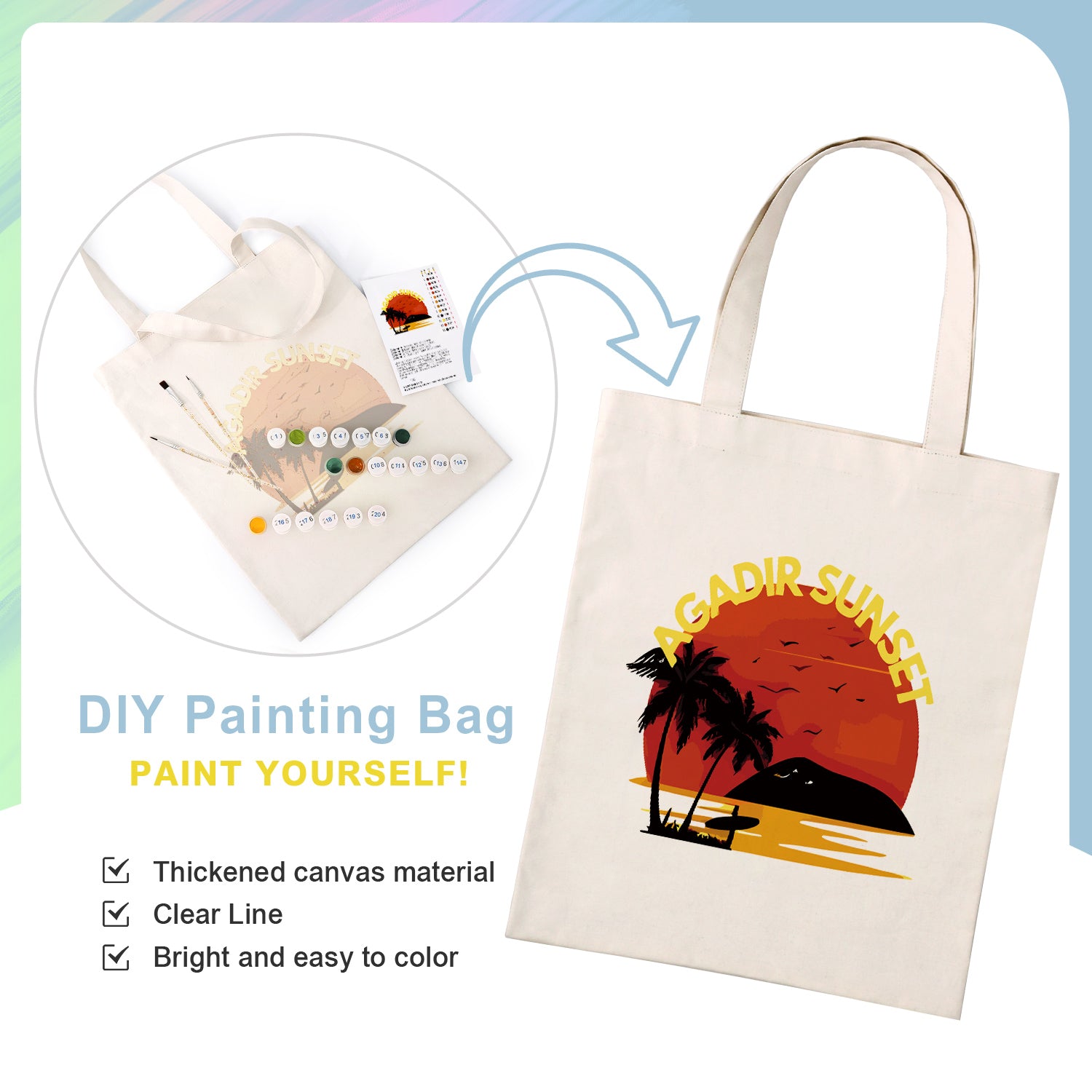 Agadir Sunset Carry Bag paint by numbers kit
