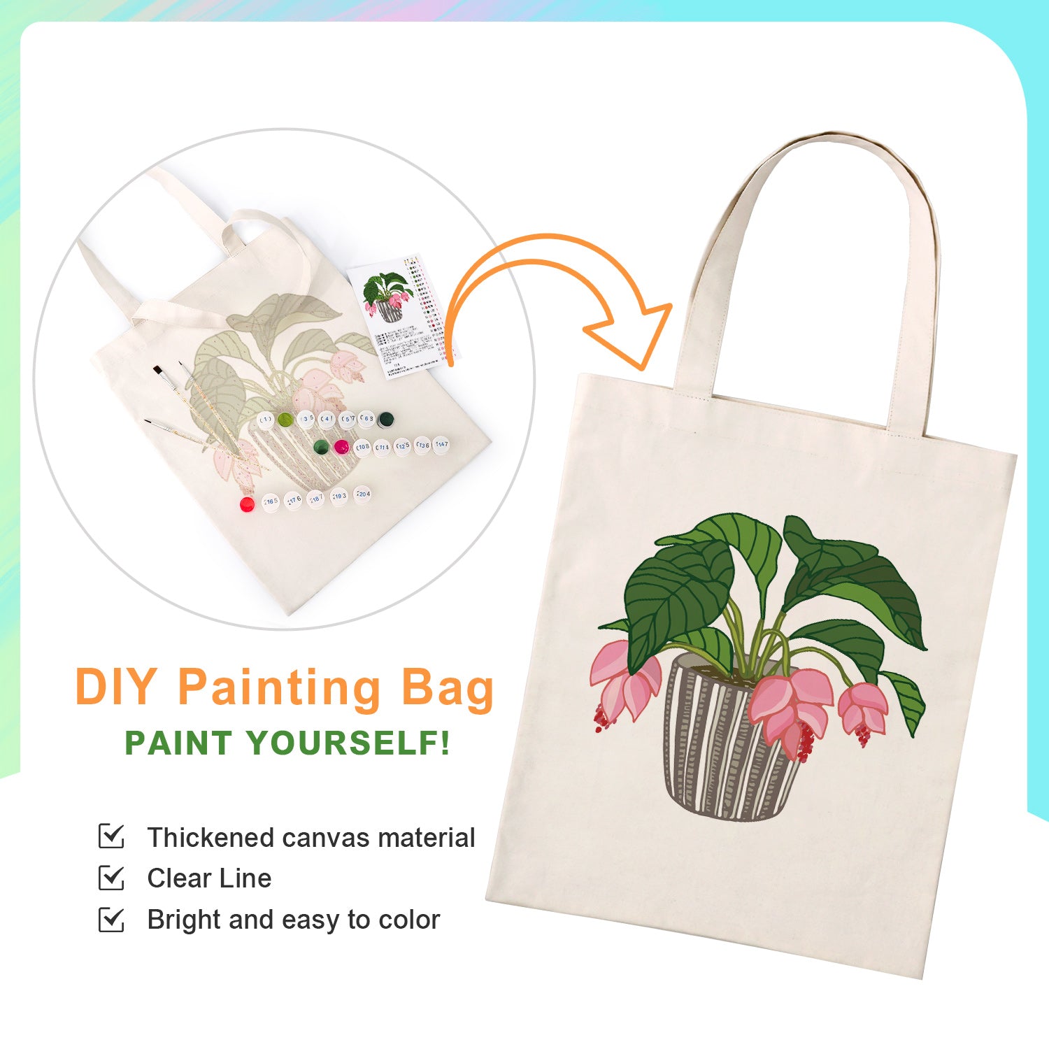 Blush Bloom Carry Bag paint by numbers kit