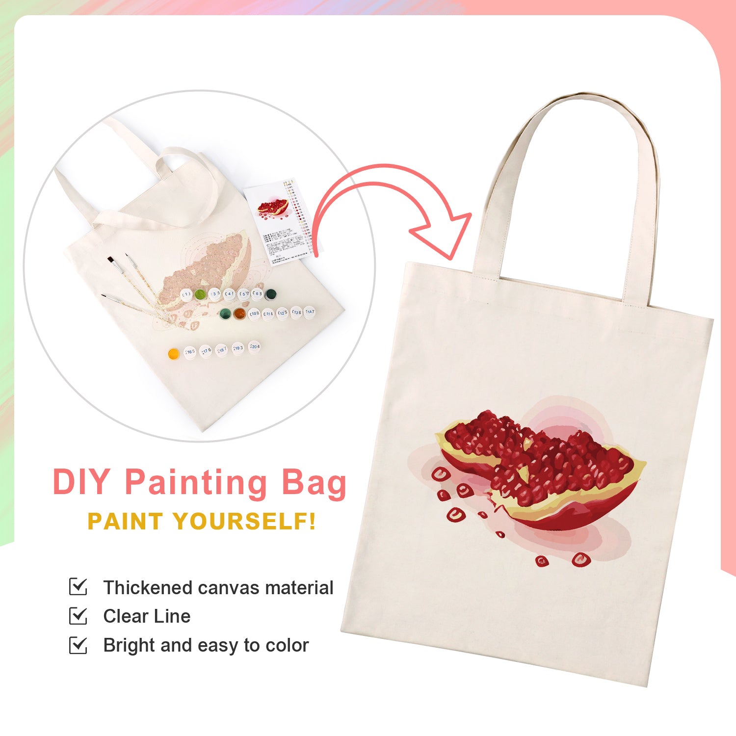 Ruby Pomegranate Carry Bag paint by numbers kit