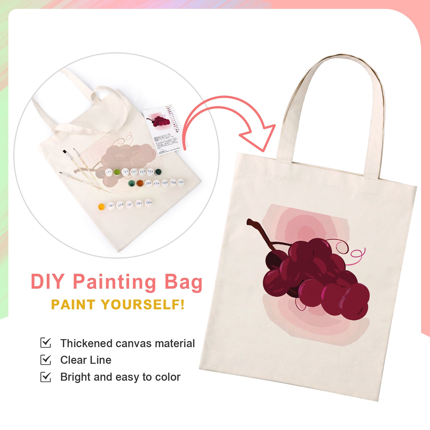 Velvet Grapes Carry Bag paint by numbers kit